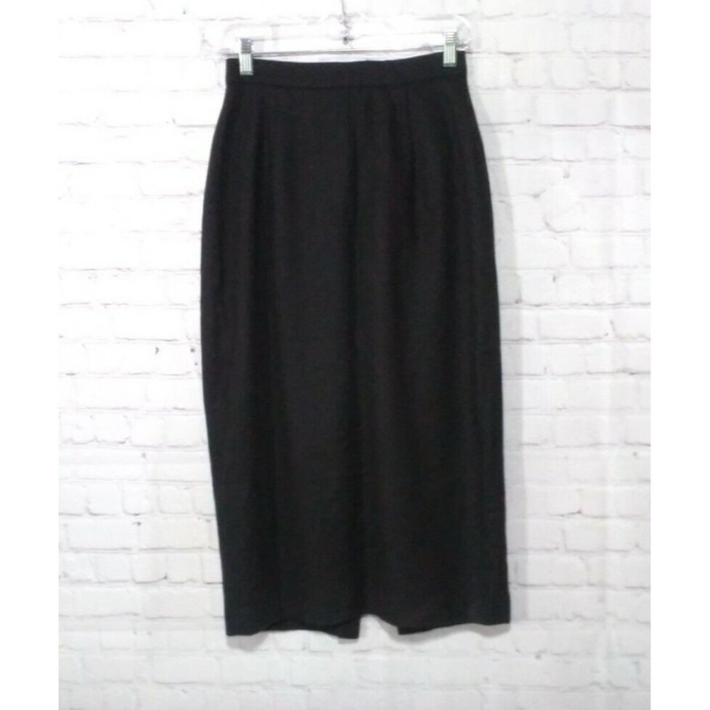 Alison Mccabe Long Skirt Women’s Size 8 Black Career 100% Wool Made In Usa